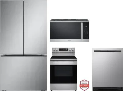 4 Piece Package Includes Refrigerator, Range, Microwave And Dishwasher