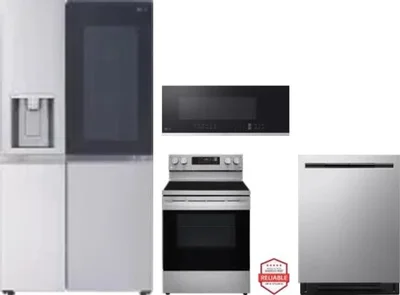 4 Piece Package Includes Refrigerator, Range, Microwave And Dishwasher