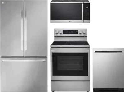4 Piece Package Includes Refrigerator, Range, Microwave And Dishwasher