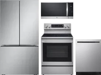 4 Piece Package Includes Refrigerator, Range, Microwave And Dishwasher