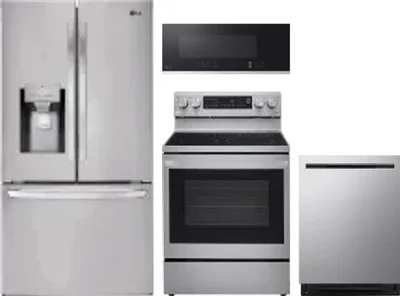 4 Piece Package Includes Refrigerator, Range, Microwave And Dishwasher