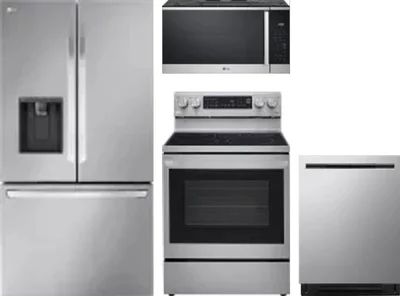4 Piece Package Includes Refrigerator, Range, Microwave And Dishwasher