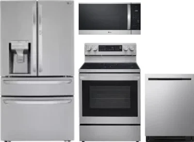 4 Piece Package Includes Refrigerator, Range, Microwave And Dishwasher