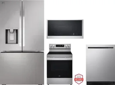 4 Piece Package Includes Refrigerator, Range, Microwave And Dishwasher