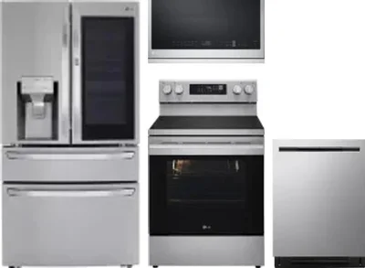 4 Piece Package Includes Refrigerator, Range, Microwave And Dishwasher
