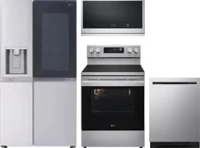4 Piece Package Includes Refrigerator, Range, Microwave And Dishwasher