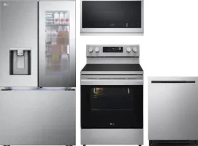4 Piece Package Includes Refrigerator, Range, Microwave And Dishwasher