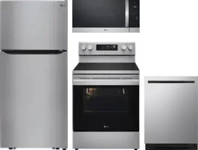 4 Piece Package Includes Refrigerator, Range, Microwave And Dishwasher