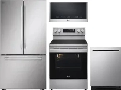 4 Piece Package Includes Refrigerator, Range, Microwave And Dishwasher