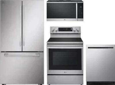 4 Piece Package Includes Refrigerator, Range, Microwave And Dishwasher