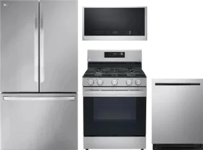 4 Piece Package Includes Refrigerator, Range, Microwave And Dishwasher