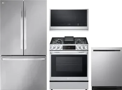 4 Piece Package Includes Refrigerator, Range, Microwave And Dishwasher