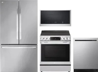 4 Piece Package Includes Refrigerator, Range, Microwave And Dishwasher