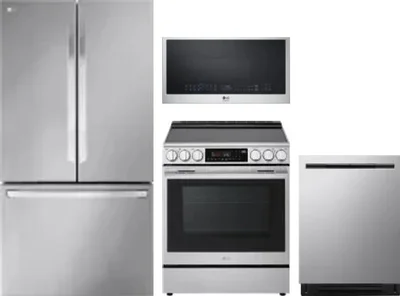 4 Piece Package Includes Refrigerator, Range, Microwave And Dishwasher
