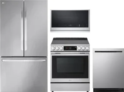 4 Piece Package Includes Refrigerator, Range, Microwave And Dishwasher