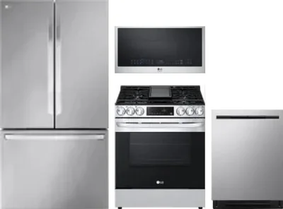 4 Piece Package Includes Refrigerator, Range, Microwave And Dishwasher