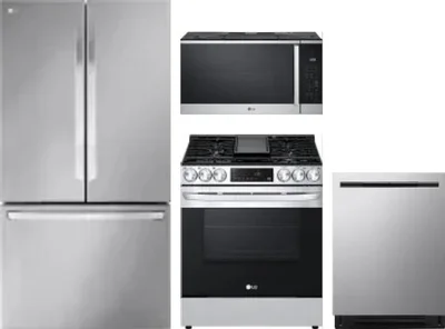 4 Piece Package Includes Refrigerator, Range, Microwave And Dishwasher