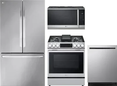 4 Piece Package Includes Refrigerator, Range, Microwave And Dishwasher