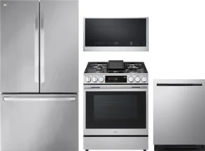 4 Piece Package Includes Refrigerator, Range, Microwave And Dishwasher