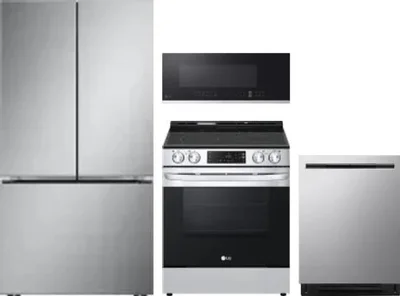 4 Piece Package Includes Refrigerator, Range, Microwave And Dishwasher