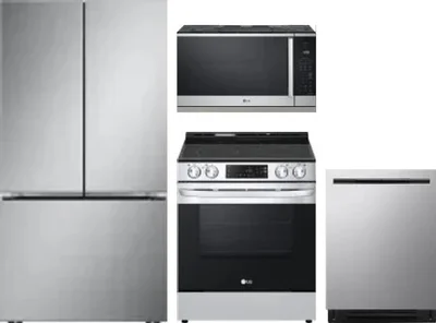 4 Piece Package Includes Refrigerator, Range, Microwave And Dishwasher
