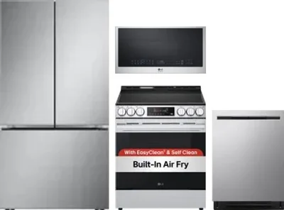 4 Piece Package Includes Refrigerator, Range, Microwave And Dishwasher