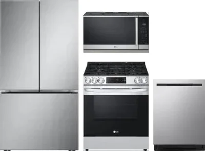 4 Piece Package Includes Refrigerator, Range, Microwave And Dishwasher