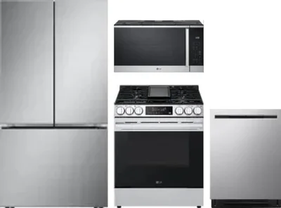 4 Piece Package Includes Refrigerator, Range, Microwave And Dishwasher