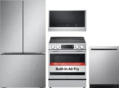 4 Piece Package Includes Refrigerator, Range, Microwave And Dishwasher