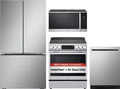 4 Piece Package Includes Refrigerator, Range, Microwave And Dishwasher