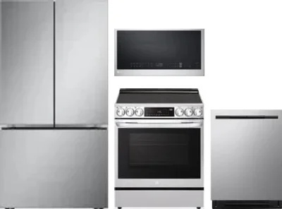 4 Piece Package Includes Refrigerator, Range, Microwave And Dishwasher