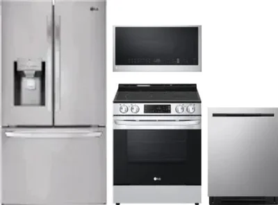 4 Piece Package Includes Refrigerator, Range, Microwave And Dishwasher