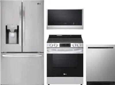 4 Piece Package Includes Refrigerator, Range, Microwave And Dishwasher