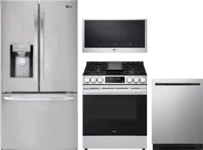 4 Piece Package Includes Refrigerator, Range, Microwave And Dishwasher