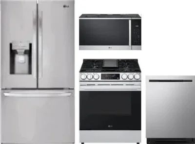 4 Piece Package Includes Refrigerator, Range, Microwave And Dishwasher