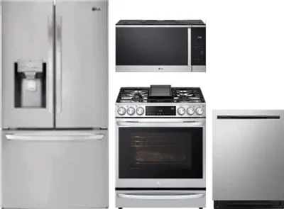 4 Piece Package Includes Refrigerator, Range, Microwave And Dishwasher