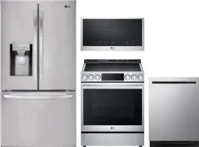 4 Piece Package Includes Refrigerator, Range, Microwave And Dishwasher