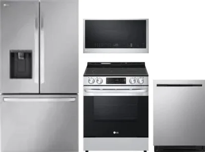 4 Piece Package Includes Refrigerator, Range, Microwave And Dishwasher