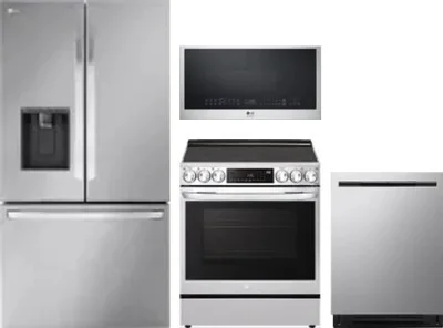 4 Piece Package Includes Refrigerator, Range, Microwave And Dishwasher
