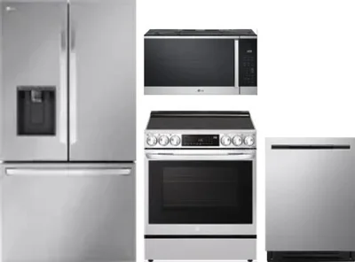 4 Piece Package Includes Refrigerator, Range, Microwave And Dishwasher