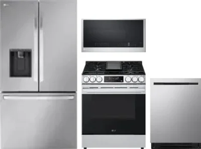 4 Piece Package Includes Refrigerator, Range, Microwave And Dishwasher