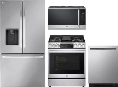 4 Piece Package Includes Refrigerator, Range, Microwave And Dishwasher