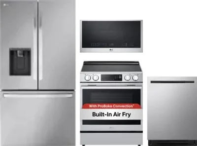 4 Piece Package Includes Refrigerator, Range, Microwave And Dishwasher