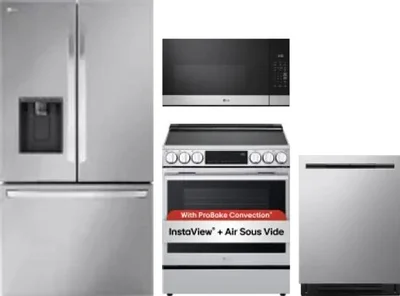 4 Piece Package Includes Refrigerator, Range, Microwave And Dishwasher