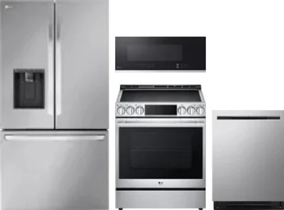 4 Piece Package Includes Refrigerator, Range, Microwave And Dishwasher