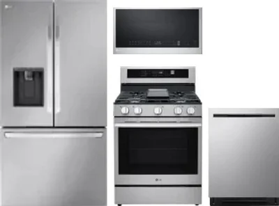 4 Piece Package Includes Refrigerator, Range, Microwave And Dishwasher