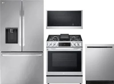 4 Piece Package Includes Refrigerator, Range, Microwave And Dishwasher