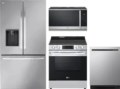 4 Piece Package Includes Refrigerator, Range, Microwave And Dishwasher