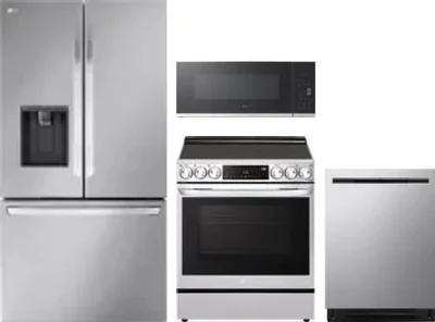 4 Piece Package Includes Refrigerator, Range, Microwave And Dishwasher