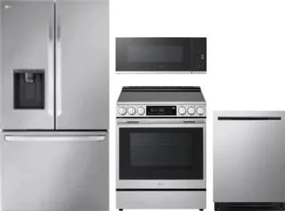4 Piece Package Includes Refrigerator, Range, Microwave And Dishwasher